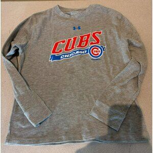Under Armour MLB Chicago Cubs Baseball Long Sleeve Shirt Youth YLG Waffle Gray